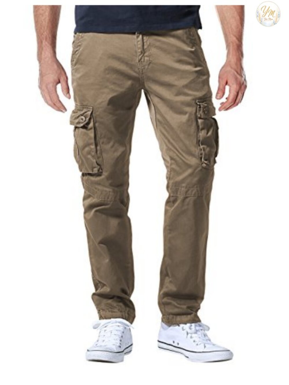 Men's 100% Cotton Cargo Pants Straight Leg Regular Fit Outdoor Work